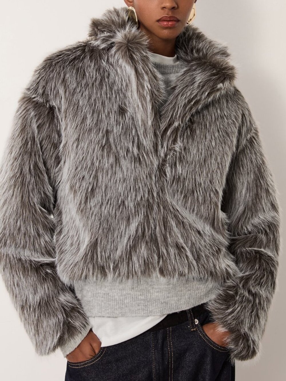 Brown Casual Women's Faux Fur Coat
